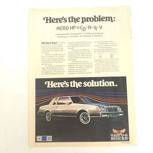 1981 Buick Regal Print Ad V6 Aerodynamic Car Advertising VTG Garage Wall Decor